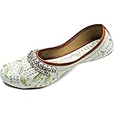 Chandrakala Payal Mojaris for Women, Flats Punjabi Jutti Embellished Khussa (WF154-P)
