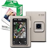 Fujifilm Instax Mini LiPlay+ Hybrid Camera Printer (Sand Beige) | Twin Film Pack (20 Exposures)