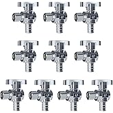 VINTEX Angle Stop Valve 10 Pack, 1/2" Pex x 3/8" OD Compression, Quarter Turn Water Shut Off Valve with 10 Pcs Clamp Rings,So