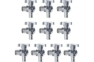VINTEX Angle Stop Valve 10 Pack, 1/2" Pex x 3/8" OD Compression, Quarter Turn Water Shut Off Valve with 10 Pcs Clamp Rings,So