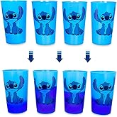 Silver Buffalo Plastic Disney Lilo and Stitch Blue Flowers 2-Pack Color Change Cup Set, 20-Ounces