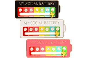 3 Pcs Social Battery Pin,Enamel Pins for 7 Days A Week,Funny My Social Battery Interactive Pin,Aesthetic Functional Lapel Pin