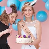 Fowecelt 21st Birthday Tiara and Sash Rose Gold Crystal Kit view 4