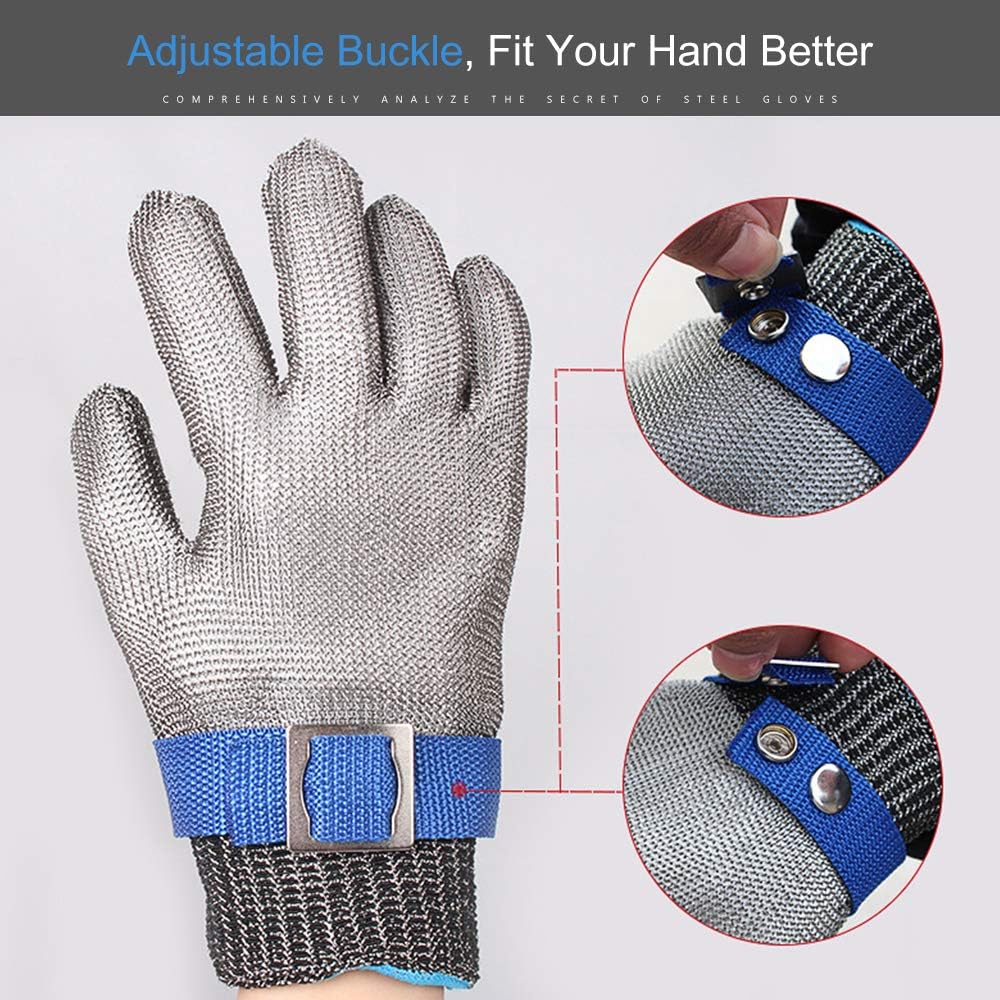 Cut Resistant Gloves Stainless Steel Wire Metal Mesh Butcher Safety Work Gloves for Cutting,Slicing Chopping and Peeling(Large): Clothing