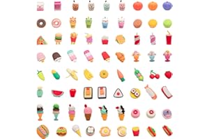 CLOCK KING 72Pcs 3D Food Erasers for Kids, All are Food Styles, Random Desktop Pets Toys Gifts, Mini Puzzle Classroom Rewards, Kids Party Favors Back to School Supplies