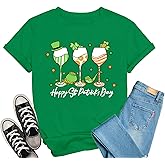 Oxryal St Patricks Day Shirt Women Shamrock Lucky Graphic T-Shirts Irish Festival Theme tee