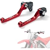 Brake Clutch Lever Set For CRF125F 125FB 2014-2026 Dirt Bike,CNC Foldable | Adjustable Reach Design | Impact-Resistant Pivot Protection | CNC Aluminum Build | Direct Replacement Fit | Red