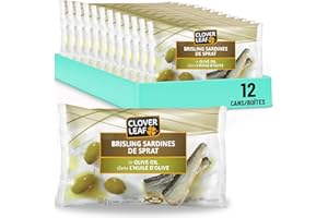 Clover Leaf Brisling Sardines in Olive Oil - 106g, 12 Count - Canned Fish - High in Protein, 16g Per 80g Serving Drained - So