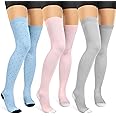 LEVSOX Thigh High Compression Socks for Women 15-20 mmHg Over the Knee Compression Stockings for Men 3 Pair