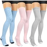 LEVSOX Thigh High Compression Socks for Women 15-20 mmHg Over the Knee Compression Stockings for Men 3 Pair