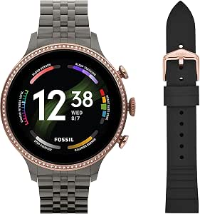 Fossil - Reloj inteligente Gen. 6 de 1.65 pulgadas (42 mm) (Modelo:  FTW6078V) + Correa de silicona intercambiable para mujer, 0.71 pulgadas (18  mm), color: negro (Modelo: S181369) : Ropa, Zapatos y Joyería - Amazon.com