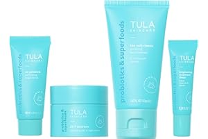 Tula Skin Care On the Go 鶹 Travel Kit | Facial Cleanser, Day & Night Moisturizer, Sugar Scrub & Vitamin C Serum fo