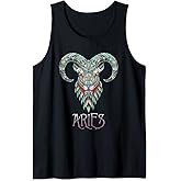 Aries Ram Aztec Zodiac March April Birthday Astrology Sign Tank Top