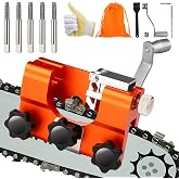 CONGDAREN 2027 Upgraded Chainsaw Sharpener, Portable Hand Crank Tool | 5 Sharpening Rods, Storage Bag, Gloves &amp; Cleaning Brush - Chainsaw Sharpening Jig Kit for Chain Saw and Electric Saw