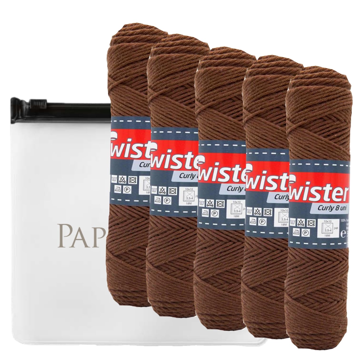 Crochet Yarn Cotton Yarn Knitting Crochet Crafts 5 x 50 g Colour 88 Brown with Zip Bag