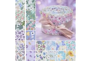 20-Piece Jelly Roll Fabric for Quilting,2.5x20 Inch Pre-Cut Cotton Strips for Patchwork,Floral Sewing Strips for DIY Crafts,M