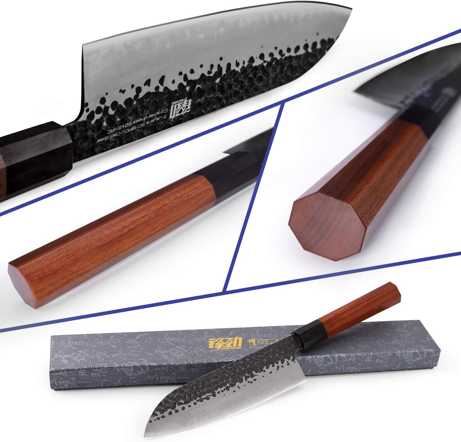 7 inch Santoku Knife by FindkingDynasty Series3 Layer 9CR18MOV clad