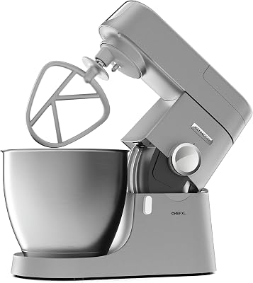 KVL4100S Impastatrice Planetaria Chef XL con Ciotola da 6,7L, 3 Ganci di Miscelazione, Personalizzabile con oltre 25 Accessori Opzionali Acquistabili Separatamente, Potenza 1200W, Silver