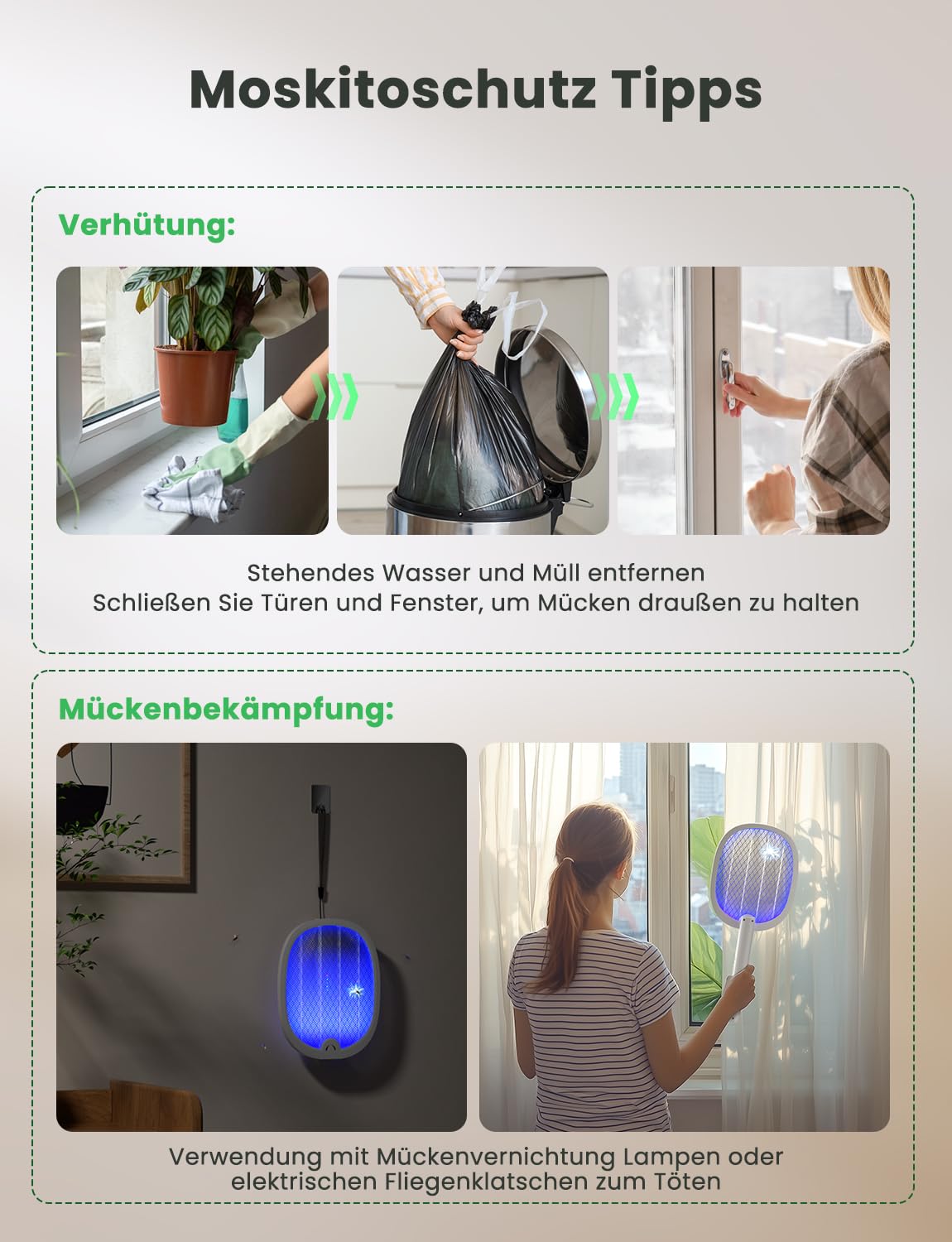YISSVIC Elektrische Fliegenklatsche Extra Stark klappbar 2in1 Weiß 2 STK 9