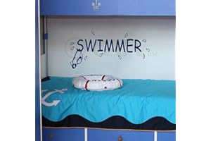 WALL SAYINGS VINYL LETTERING Swimmer Vinyl Lettering Wall Decal Sticker (12.5"H x 32"W, Navy)