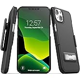 Encased Slimline Designed for iPhone 13 Belt Clip Case with Kickstand (2021) Ultra Thin Cover with Holster (Black)