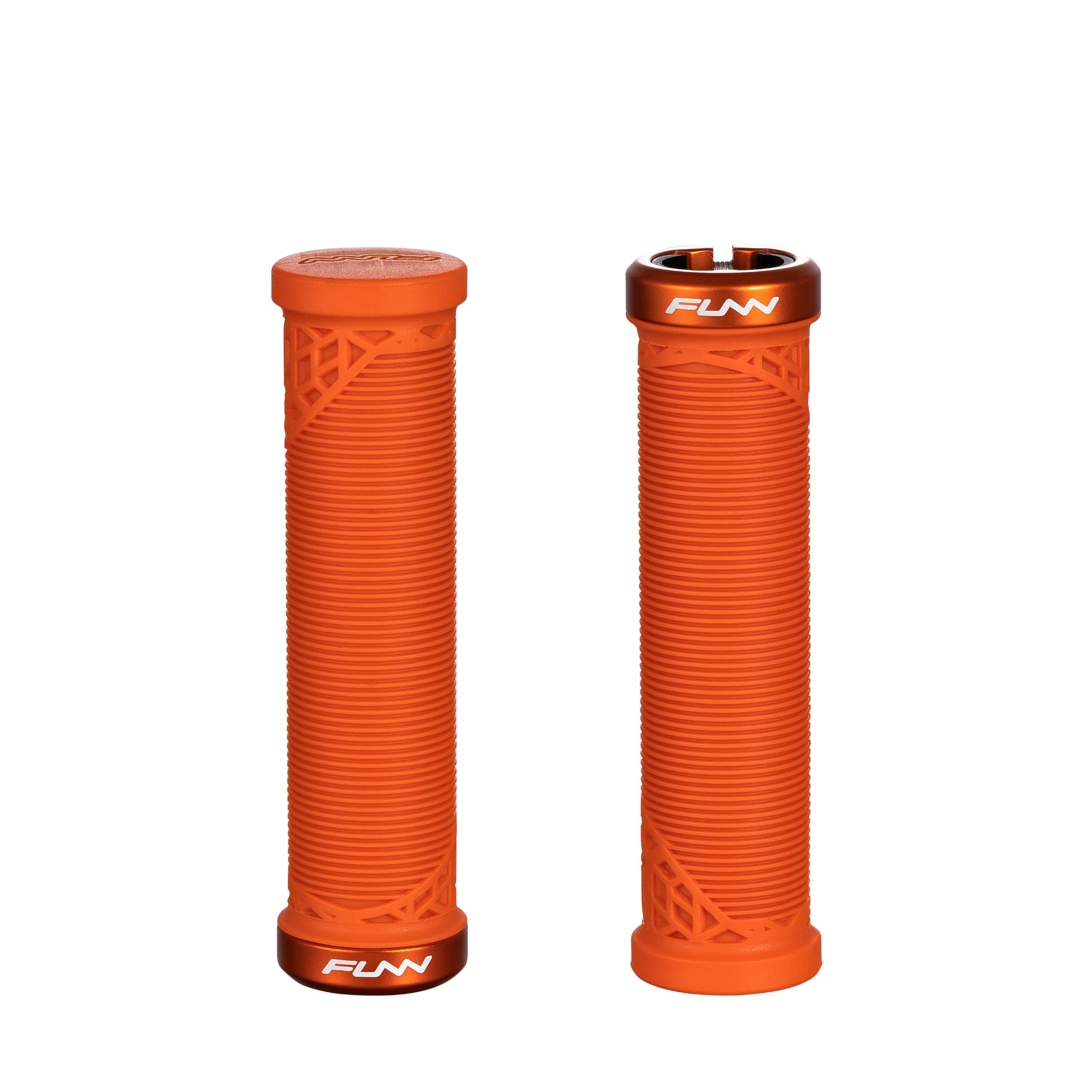 Funn Hilt JR Mountain Bike Handlebar Grips With Single Lock On Clamp, Bicycle Handlebar Locking Grips with 19 mm Inner Diameter, Short Bicycle Grips For Youth, Girls and Boys (Orange)