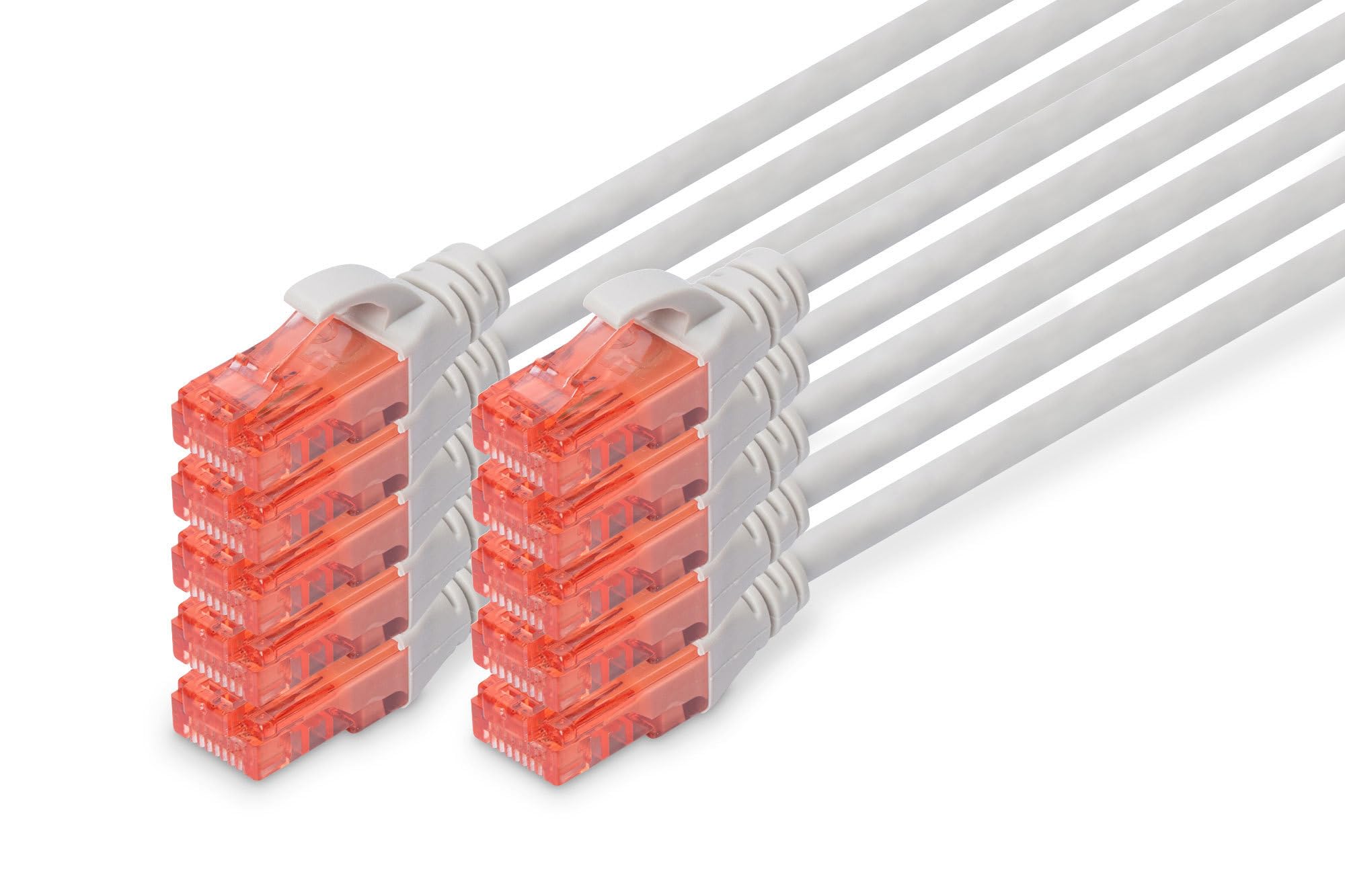 DIGITUS LAN cable Cat 6 - 0.5m - 10 pieces - RJ45 network cable - UTP unshielded - Compatible with Cat-6A & Cat-5e - gray
