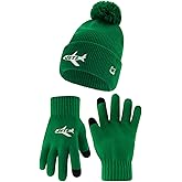 Ultra Game Adults Unisex NFL Official Super Soft Heritage Logo Winter Beanie Knit Hat with Extra Warm Touch Screen Gloves