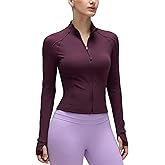 CRZ YOGA Butterluxe Waist Length Jackets for Women - Full Zip Athletic Track Tops with Thumb Holes Pockets