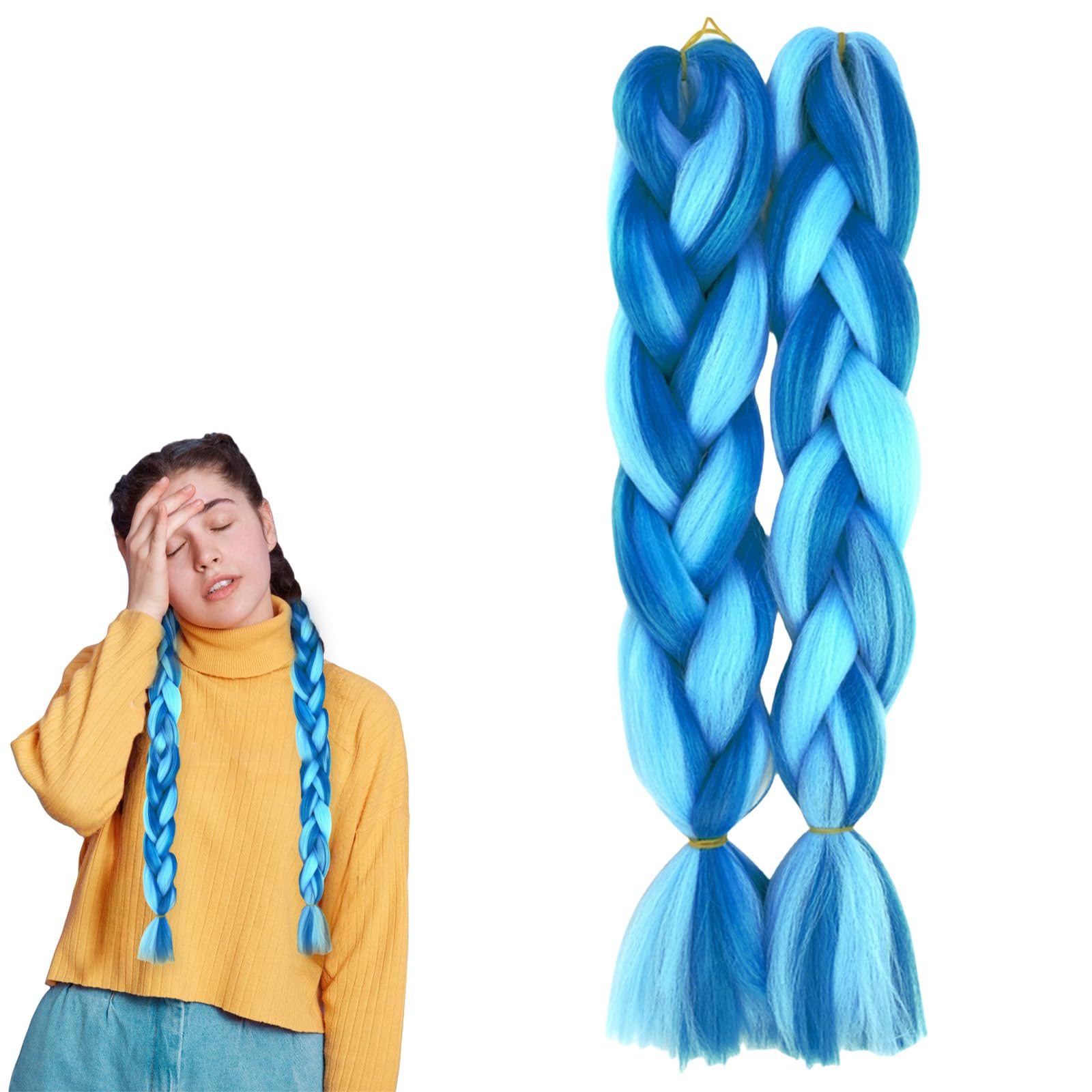 Blue Hair Extensions Pre Stretched Braiding Hair Heat Resistant Synthetic African Box Braids Crochet Twist 24inch 1516