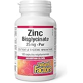 Natural Factors Zinc Bisglycinate 25 mg, 120 Vegetarian Capsules, One-per-Day Formula, Highly Absorbable, Immune Support, Zin