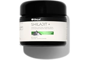 Blisque - Pure Himalayan Organic Shilajit Resin Supplement | with Organic Ashwagandha and Moringa | Authentic and Natural | Golden Grade A | Contains Fulvic Acid and Trace Minerals | 60 Grams
