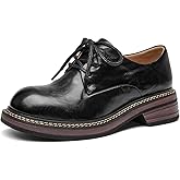 BEAU TODAY Women's Oxfords Dress Shoes, Leather Lace-Up Oxfords for Women, Comfortable Formal Cap Toe Business Casual Non Slip Office Driving Oxfords Shoes