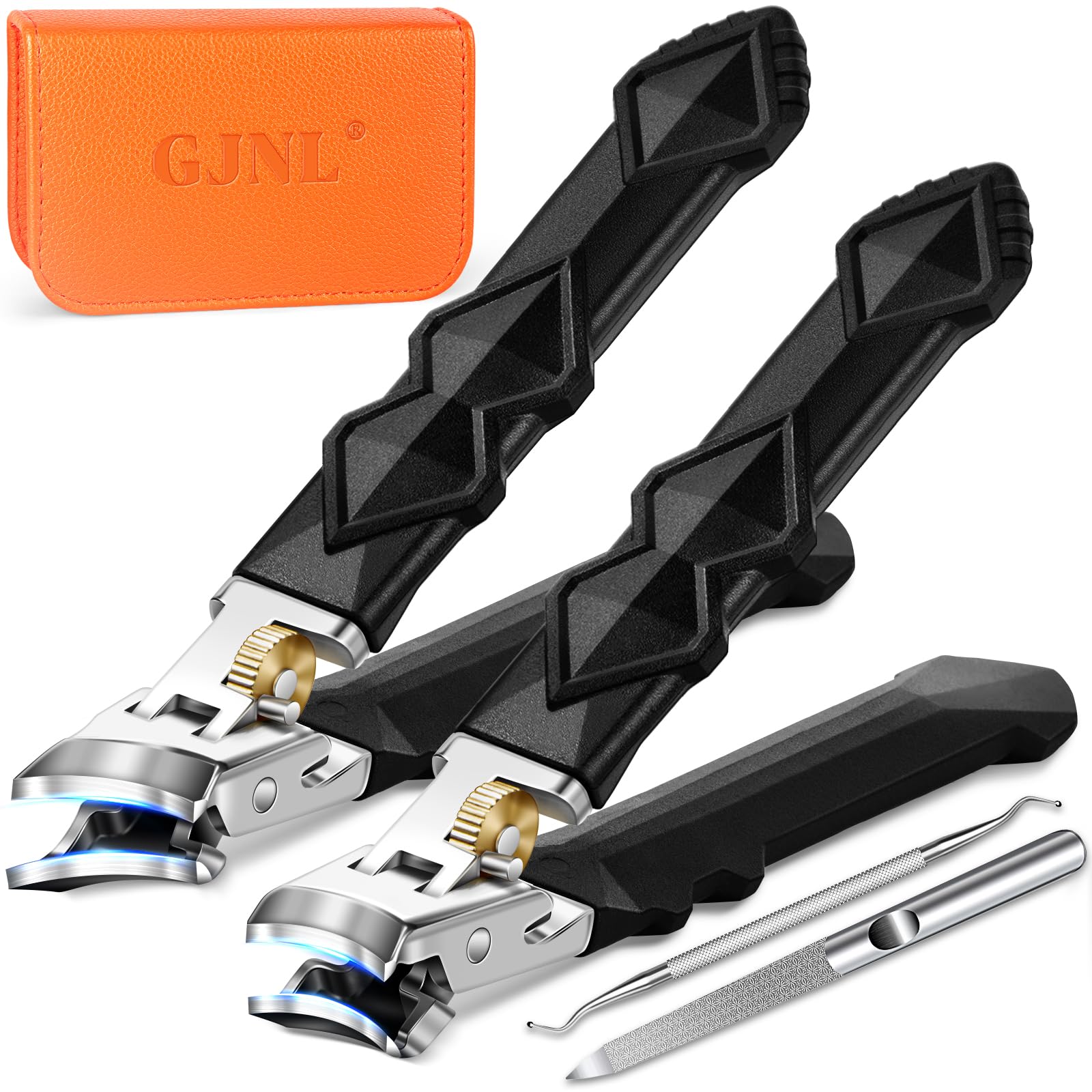 Nagelknipser für dicke Nägel Nagelschneider, Ultra Wide Jaw Opening Nagelknipser für Fingernagel und Fußnägel, Scharf Nagelknipser für Eingewachsene Zehennägel mit langem Griff, 4 Pcs