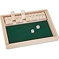 Bits and Pieces - Large Shut The Box Game - 3-in-1 Board Game - 12 Dice Board Game - Wooden Pub Tabletop Game Box - 2 Dice Included