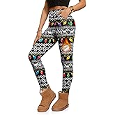 ALIREVERIE Ugly Christmas Womens Fleece Lined Pants Funny Winter Thermal Warm Printed Slim Leggings with Pockets S-XXL