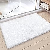 Color&Geometry White Bathroom Rugs, Absorbent, Non Slip, Soft, Washable, Quick Dry, 16"x24" Small White Bath Mats for Bathroom, Microfiber Shower Mat Bath Rug