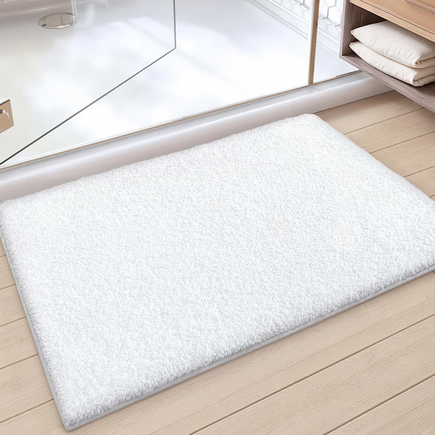 Photo 1 of Color&Geometry White Bathroom Rugs, Absorbent, Non Slip, Soft, Washable, Quick Dry, 16"x24" Small White Bath Mats for Bathroom, Microfiber Shower Mat Bath Rug