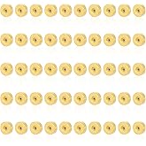 50pcs Screw Backs Replacements, Gold Stainless Steel Flat Earring Backs for Women Men Studs & Push Pin Cartilage Earrings