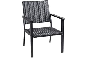 C-Hopetree Outdoor Lounge Chair for Outside Patio Porch, Metal Frame, Black All Weather Wicker