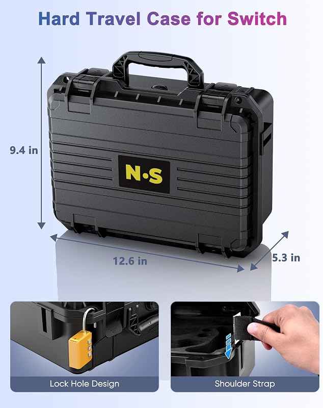 Capa ultra rígida para consola e comando Nintendo Switch 2/Switch 1/OLED, estojo de transporte tudo-em-um, armazenamento seguro para viagens para comando profissional e mais acessórios para a Switch