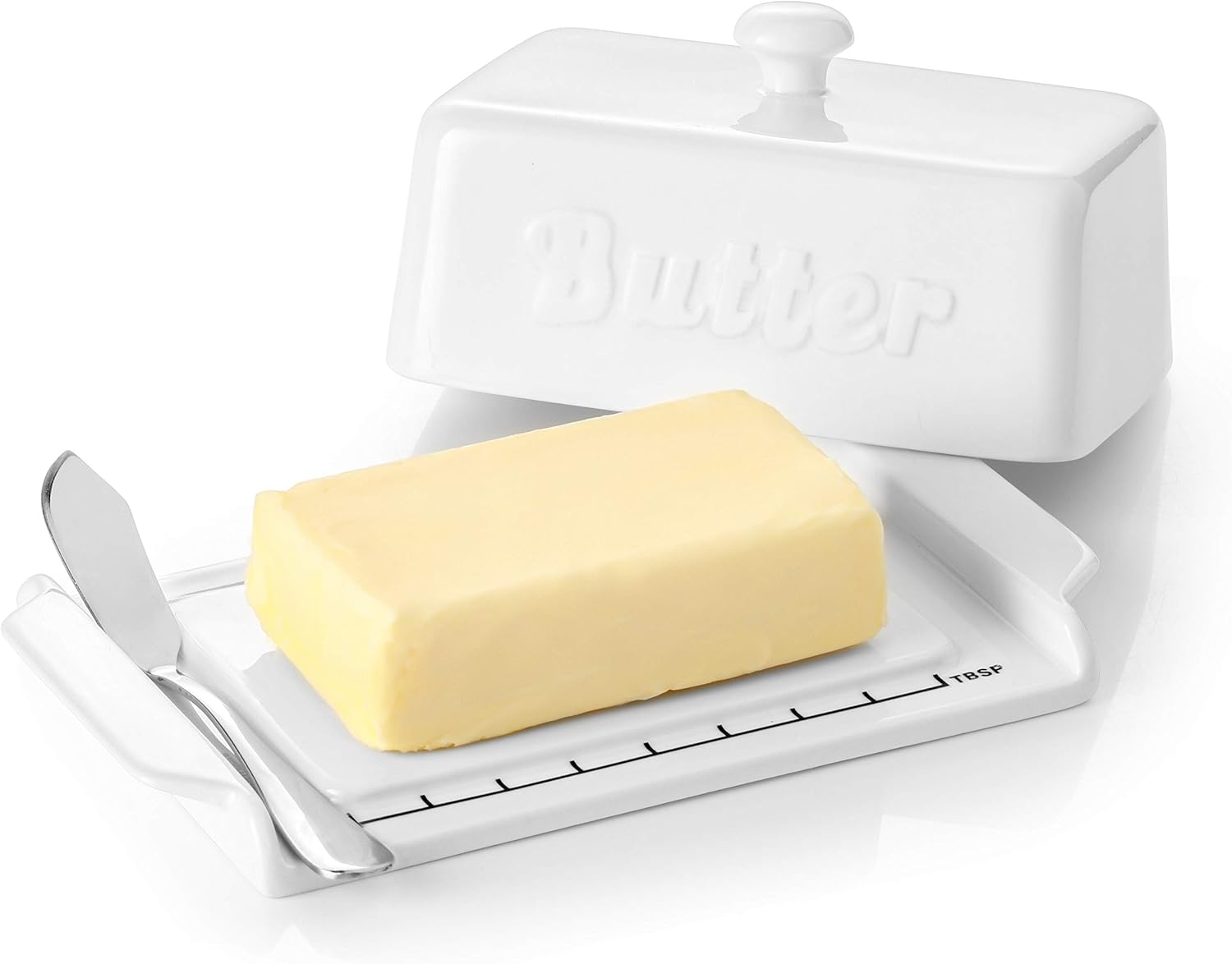 DOWAN Butter Dish With Knife, Ceramic 