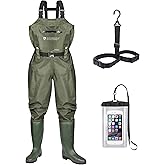 PROBITE Upgraded 210D Nylon Chest Waders with Boots - Waterproof PVC Fishing & Hunting Waders for Men, Breathable Wading Gear