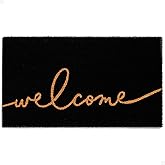 THEODORE MAGNUS Door Mat – Coir Doormat for Outdoor Entrance, Durable Welcome Mat with Non-Slip Backing, Perfect for Front Door and Entryway - Outdoor/Indoor - Warm Greeting - Black - 17" x 30"