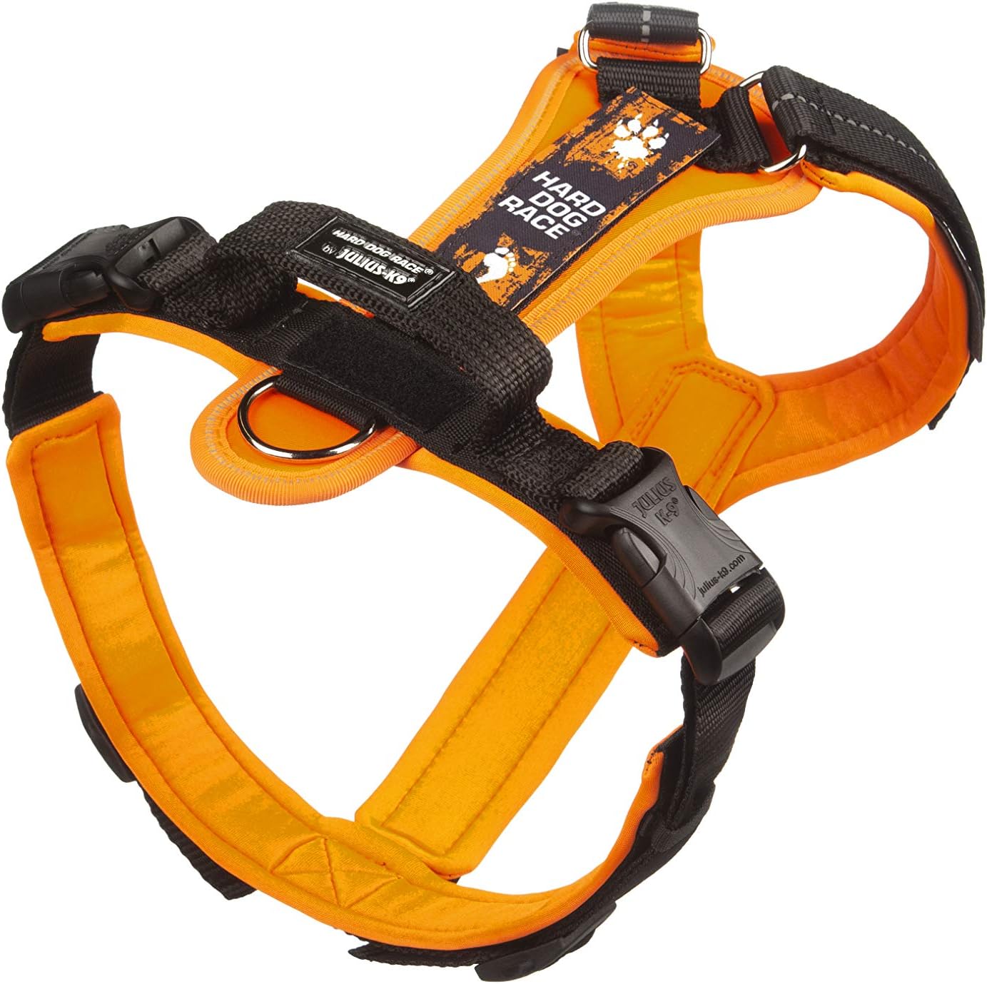 JuliusK9 Hard Dog Race Harness, L, Black/UV Orange, 295 g
