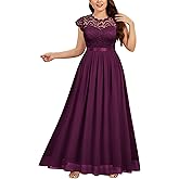 Miusol Women's Formal Floral Lace Plus Size Bridesmaid Party Maxi Dress