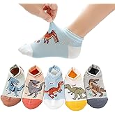 CHUNG Boys Cotton Ankle Socks 5/10 Pack Low Cut Dinosaur Mesh 2-9Y Light Weight Back School Running Sports Casual