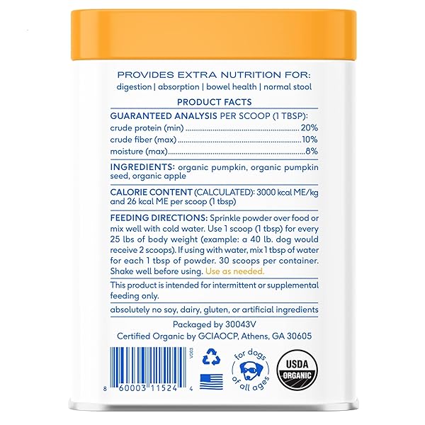 NATIVE PET ORGANIC PUMPKIN FOR DOGS (8 OZ) – ALL-NATURAL, ORGANIC FIBER FOR DOGS – MIX WITH WATER TO CREATE DELICIOUS PUMPKIN PUREE – PREVENT WASTE WITH A CANNED PUMPKIN ALTERNATIVE! (8 OZ)