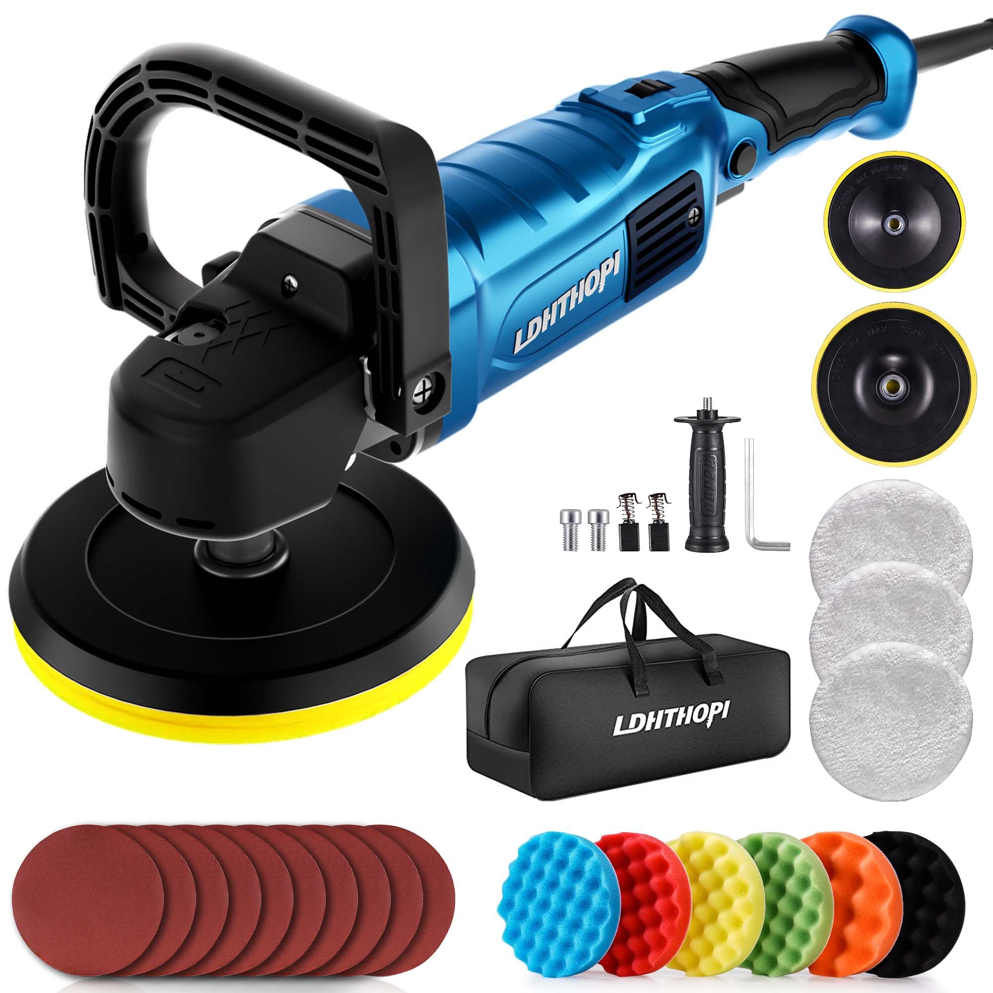 Photo 1 of LDHTHOPI Buffer Polisher, 1800W 6 inch/7 inch Rotary Buffer Polisher Waxer, 750-3100RPM Car Buffers and Polishers with 6 Variable Speeds, for Car, Boat, Furniture, Floor