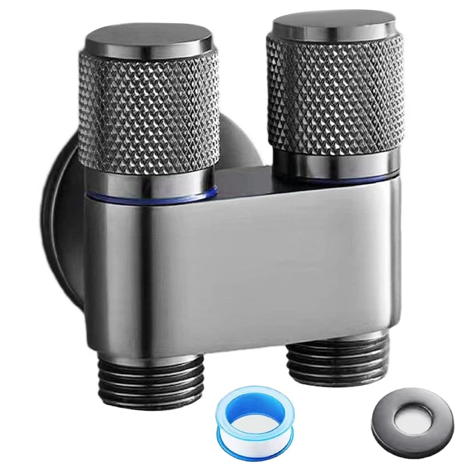 Photo 1 of 1-In-2-Out Dual Control Valve, held Bidet Sprayer for Toilet G1/2 Double Control ing Machine Faucet Sprayer Kit for Feminine, Pet, Cloth, Bidet Bathroom Cleaning (Grey)